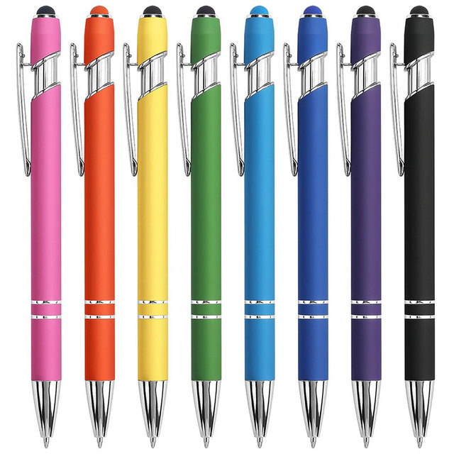 Ballpoint Pen 2-in-1 Stylus Retractable Ballpoint Pen with Stylus Tip Metal Stylus Pen for Touch Screens 1.0 mm Black Ink
