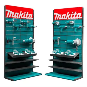 Prateleira de ferramentas de hardware promocional Serra elétrica Metal Pegboard Expositor Racks e suportes para loja de ferragens