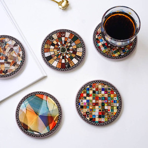 Posavasos redondos de cerámica Th0169, estilo bohemio, absorbentes, para bebidas, juego de regalo. - Product Image 4