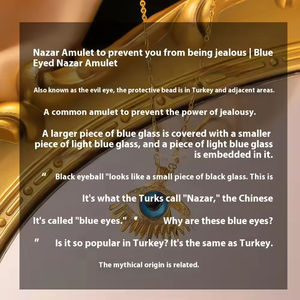 Collana con Ciondolo Occhio Turco Vintage <span class=keywords><strong>in</strong></span> Acciaio Inossidabile Placcato Oro Rosa, Charm Occhio Blu, Catena per Maglione, per Anniversario - Product Image 5