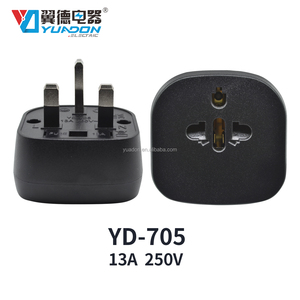 YD-705 Spina Elettrica Industriale a 3 Poli 13A 250V, Adattatore da <span class=keywords><strong>EU</strong></span>/US a UK con 2 Prese, Certificato CE - Product Image 1