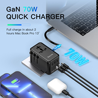 Charge Universelle Mondiale avec Câble Rétractable Type C Adaptateur de Voyage Universel Chargeur Rapide Partout dans le Monde