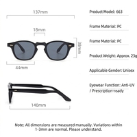 Lunettes de soleil rétro carrées à monture intégrale, légères et confortables, modèle 663 PC UV400 anti-UV, pour hommes et femmes, usage quotidien, certifiées CE - Vente Flash