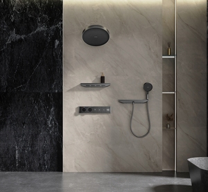 Súng màu xám 3 cách treo tường giấu push button tĩnh nhiệt mưa vòi hoa sen <span class=keywords><strong>Mixer</strong></span> vòi van với hiển thị kỹ thuật số - Product Image 5