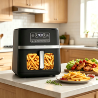 Friteuse à air numérique visible 5/6L avec panier antiadhésif, fonctions de cuisson multiples, pour friture sans huile, rôtissage, déshydratation, réchauffage