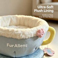 Lit pour chat en polaire corail, luxueux, mignon, motif dessin animé, doux, écologique, confortable et protecteur, pour chats d'intérieur