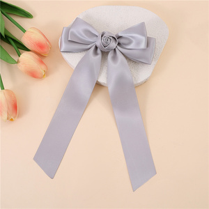 Accesorios para el <span class=keywords><strong>Cabello</strong></span> con Lazo de Satén de Color Sólido Personalizado, Estilo Ballet, Lazo Doble con Cola Larga, Pasadores para el <span class=keywords><strong>Cabello</strong></span> para Niñas - Product Image 4