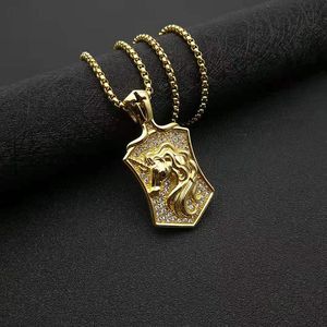 yunnique Unisex Stainless Steel Unicorn Pendant Necklace Shield Shape Pave Setting Cubic Zirconia Fashion Jewelry Gift - Product Image 3
