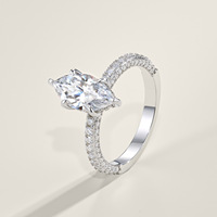 Bague en argent sterling S925 avec moissanite couleur D, design géométrique serti de diamants, luxe léger, haut de gamme, pour femme, anneau fermé
