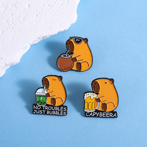 Pins de Esmalte de Capibara Adorables, Broches Metálicos Divertidos de Animales, Pin de Solapa de Capibara Sin Problemas Solo Burbujas, Venta al por Mayor - Product Image 3