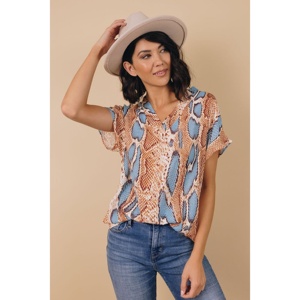 TD Clifton blusa da donna con stampa pelle di serpente motivo floreale Vintage alta viscosa lavorata a maglia XL Casual Western per ufficio autunno - Product Image 1
