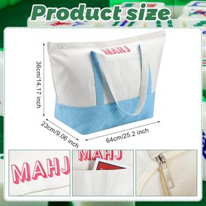 Bolsa de Almacenamiento para Mahjong MAHJ, <span class=keywords><strong>Azul</strong></span>/Beige, Poliéster, Gran Capacidad, con Bolsa Transparente para Viajes y Uso Doméstico - Product Image 3