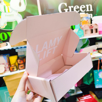 Boîtes en carton recyclables pour l'emballage de cils cosmétiques, boîte d'expédition en carton ondulé rose avec logo personnalisé