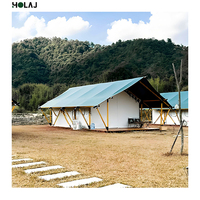 Tente de safari de luxe avec structure en bois, écologique, imperméable, pour hôtel-resort, camping extérieur quatre saisons