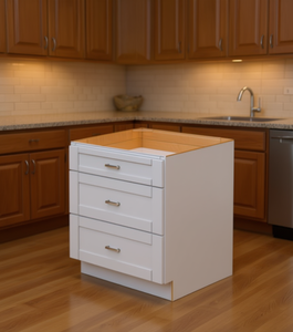 Mobile Base da Cucina Bianco Shaker Sunique Sydney con 3 Cassetti Modello SW-3DB30 in MDF Design Moderno - Product Image 2