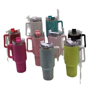 Vaso ostentoso con diamantes <span class=keywords><strong>de</strong></span> imitación, <span class=keywords><strong>vasos</strong></span> <span class=keywords><strong>de</strong></span> vino, Copa aislada <span class=keywords><strong>de</strong></span> acero inoxidable con purpurina <span class=keywords><strong>de</strong></span> paja, térmica al vacío - Product Image 2