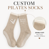 Maßgefertigte Pilates-Posen-Jacquard-Pilates-Grip-Socken für Damen, Atmungsaktive Doppelbündchen-Rutschfeste Studio-Socken