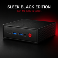 Mini PC de Escritorio Negro Elegante, Computadora Compacta para Oficina Moderna, Doble USB-A, Acceso Frontal de Audio, Ahorro de Espacio, Estación de Trabajo
