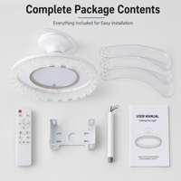 Ventilateur de plafond moderne à moteur DC BLDC avec télécommande, lumière LED à spectre complet dimmable, silencieux, 3 pales réversibles pour salon