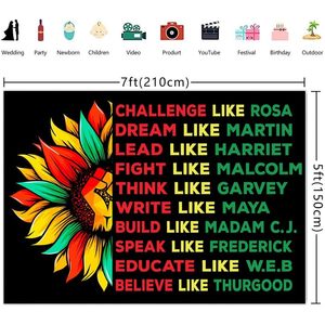 BHM อุปกรณ์ปาร์ตี้วันหยุด7x5ft แอฟริกันแอฟริกันอเมริกันเทศกาลมรดกการถ่ายภาพพื้นหลังสีดำ - Product Image 6