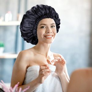 Chapeaux <span class=keywords><strong>de</strong></span> <span class=keywords><strong>nuit</strong></span> en satin avec logo personnalisé <span class=keywords><strong>bonnet</strong></span> <span class=keywords><strong>de</strong></span> sommeil réversible en satin <span class=keywords><strong>de</strong></span> soie <span class=keywords><strong>de</strong></span> créateur à double épaisseur <span class=keywords><strong>bonnet</strong></span> pour cheveux extra large pour adultes - Product Image 6