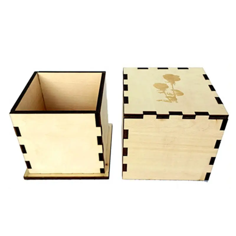 Tự làm bằng tay hộp gỗ đồ trang sức âm nhạc hộp cơ chế laser cắt hộp gỗ đồng bằng