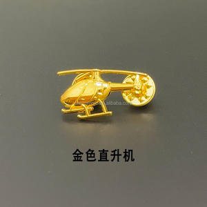 批发定制库存锌合金直升机飞机别针金属飞机别针徽章 - Product Image 3