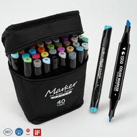 Marqueurs d'art permanents à double pointe à base d'alcool pour le dessin, ensembles de 40 couleurs avec logo et emballage personnalisés