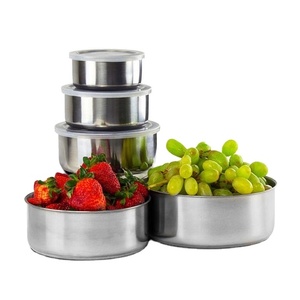 EXPORT QUALITY CLASSY STAINLESS STEEL BOWLS WITH PLASTIC LIDS FOR EXPORTS FROM INDIA OEM SERVICE OFFERED