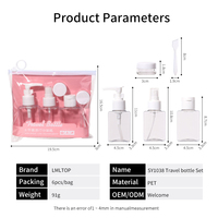 Ensemble de voyage LMLTOP 6 pièces en plastique pour cosmétiques, mini flacons vaporisateurs vides pour lotion, nettoyant, shampoing SY1038