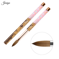 Pinceaux à logo personnalisé 100% pur Kolinsky, poils plats, manche en bois texturé, pour ongles en acrylique