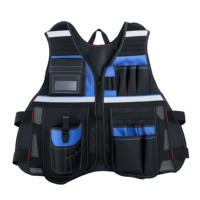 Mochila Portaherramientas Impermeable con Múltiples Bolsillos, Tiras Reflectantes y Malla Transpirable para Electricistas, Carpinteros y Trabajadores de la Construcción
