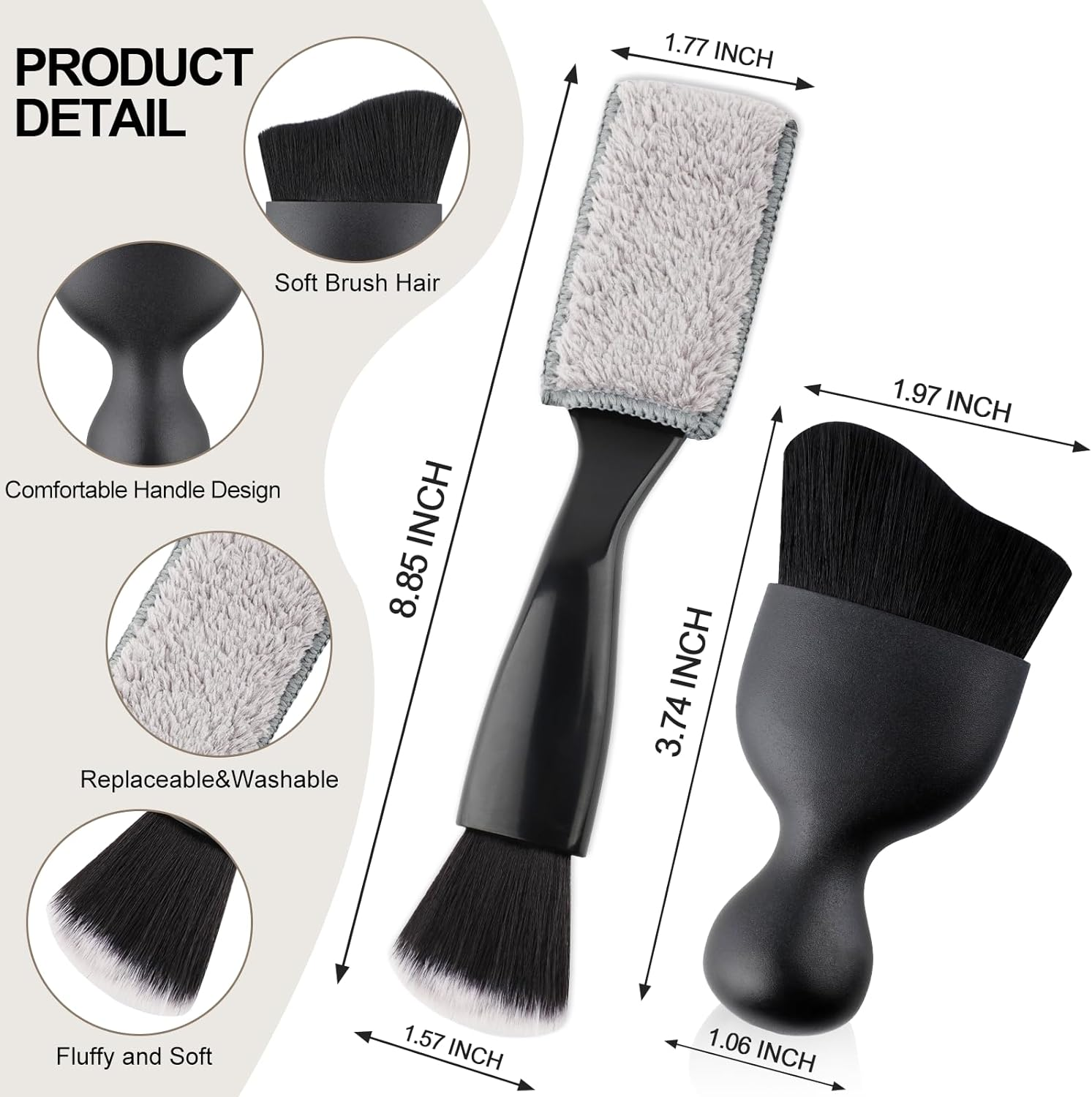 Set 7 Spazzole Per Pulizia Interni Auto - Pennelli Detailing Per Cruscotto, Ventole E Sedili