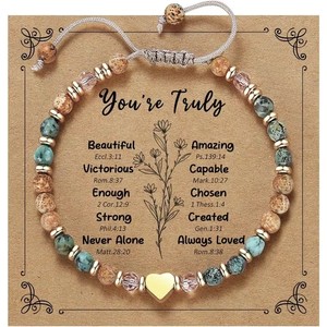 Bracciale in pietra naturale per donna - Regalo perfetto per esprimere amore e coraggio, bracciale a cuore per Natale e il Giorno del Ringraziamento - Product Image 2