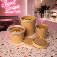Usine chinoise, personnalisation sur mesure, boîtes en kraft jetables de 20 oz, contenants pour soupes à emporter