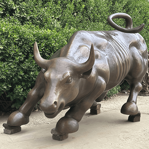 Бронзовая скульптура быка, статуя быка с поднятым рогом, скульптура борющегося быка, статуя быка с Уолл-стрит - Product Image 1