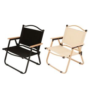 Chaise de camping pliable de haute qualité, légère, portable, pour l'extérieur, la plage, avec poignée en bois - Product Image 2