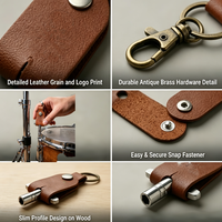 Porte-clés en cuir véritable pour clé de batterie, avec mousqueton, accessoire portable pour batteurs