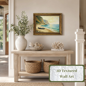Quadro da Parete 3D Testurizzato con Cornice Dorata, Tema Mare e Oceano, per Soggiorno, Camera da Letto, Ufficio, Spiaggia, Barca - OEM ODM - Product Image 5