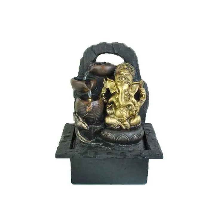 Abigail Factory Wholesale Hindu Elephant God Statue Feng Shui Waterfall Relaxation Indoor Tabletop Ganesh Water Fountain