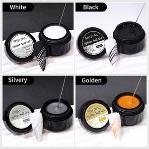 RISYAL Gel de <span class=keywords><strong>dessin</strong></span> pour nail art à effet scintillant fin – Emballage individuel, soie élastique, motif araignée, <span class=keywords><strong>fleur</strong></span>, design transfrontalier, noir, blanc, argent - Product Image 2