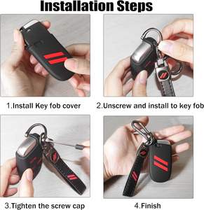 YOSRTER Coque de protection rouge pour clé de voiture, <span class=keywords><strong>porte</strong></span>-clés pour <span class=keywords><strong>Dodge</strong></span> Charger Durango Dart, télécommande 4 boutons ABS+métal - Product Image 6
