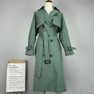 Trench Lungo Stile Militare da Donna Taglie Forti, Doppiopetto, Impermeabile, Classico con Risvolto, Cappotto Ampio con Cintura - Product Image 5