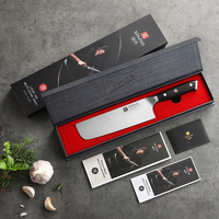 Couteau Nakiri allemand en acier inoxydable, couteau à légumes avec manche en bois d'ébène pleine longueur