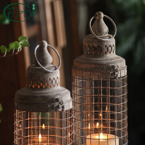 Portavelas de Hierro Estilo Europeo, Cilíndrico con Cubierta de Malla Metálica, Decoración para el Hogar, Linterna - Product Image 2