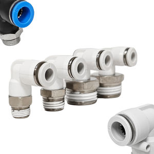 Conector Neumático de Empuje Rápido de Plástico, Serie PL, Codo Giratorio, Rosca Macho BSP, Azul, Blanco, Negro - Product Image 5