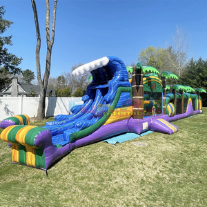 Outdoor commercial bouncy castle with <b>slide</b> parcours d'obstacles gonflable giant inflatable obstacle course - Product Image 5