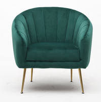 2025 Chaise en velours de style français Fauteuil simple vert émeraude Moderne Samt Sessel Stuhl Pétrole Vert Rosa Grau avec pieds en or
