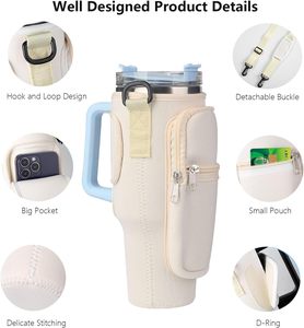 Porte-bouteille isotherme 40 oz en néoprène avec <span class=keywords><strong>poche</strong></span> pour téléphone et logo personnalisé, sac <span class=keywords><strong>de</strong></span> transport à bandoulière - Product Image 2