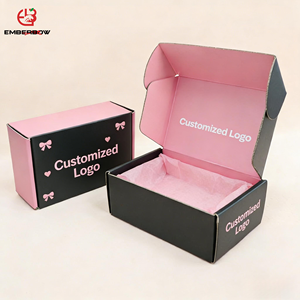 EBB Luxury Heavy-Duty <b>Small</b> Black Corrugated Mailer Box Airplane Closure Custom Printing Recyclable Reusable Paper Cardboard - Product Image 1